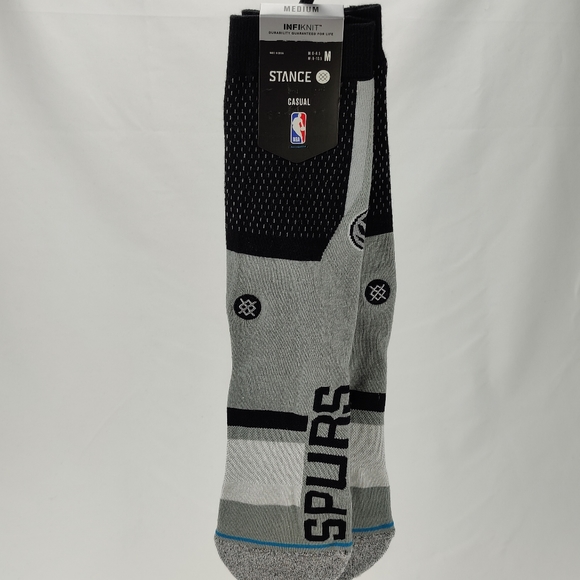 NWT Stance x NBA San Antonio Spurs SPURS SHORTCUT 2 Crew Socks Size M 6-8.5 - Picture 10 of 12
